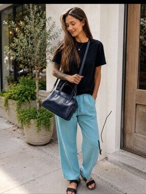 Matt & Nat Navy Vegan Leather Convertible Crossbody Tote